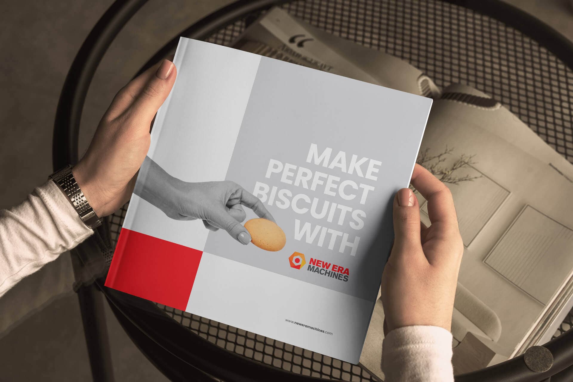 New Era machines brochure cover page design by Litmus Branding